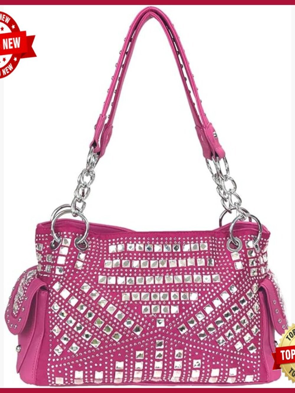 Gem Studded Rhinestone Concealed Carry Handbag with Pockets